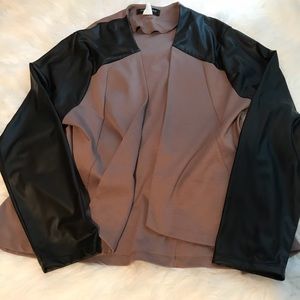 Leather sleeved blazer